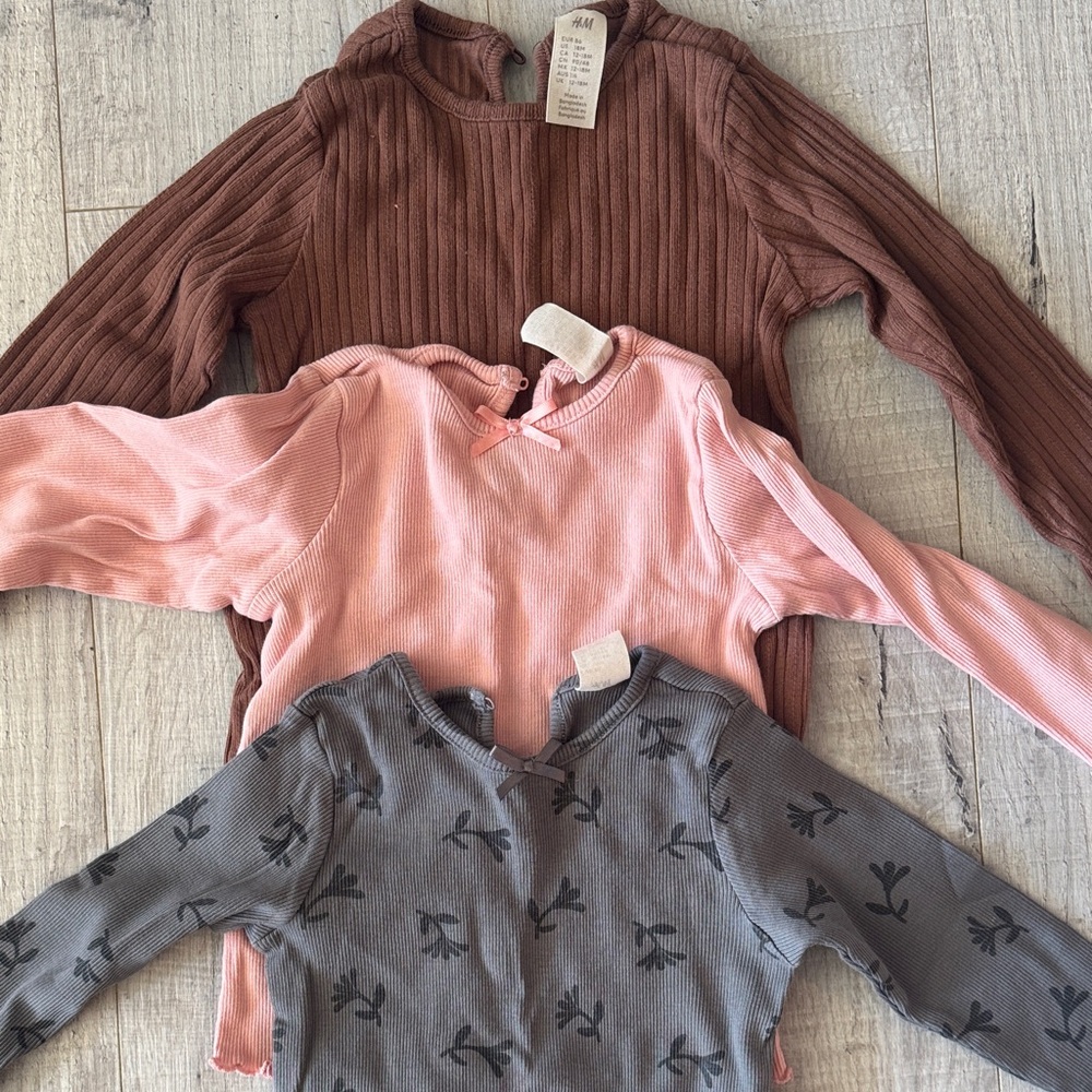 H&M 18month Ribbed Long Sleeve Tops - set of 3